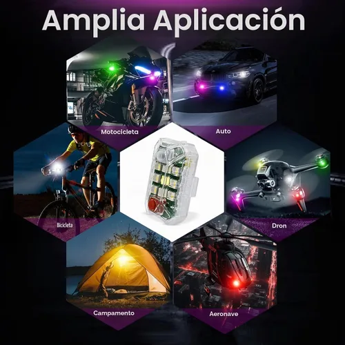Vista 8 de 4 luces estroboscópicas LED inalámbricas mejoradas con control remoto, luces de advertencia de emergencia recargables por USB, luces LED