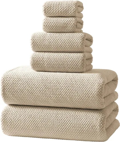 Vista 8 de REDKISS Juego de toallas de baño de 6 piezas, 2 paños de baño, 2 toallas de mano, 2 toallas de baño, forro polar coral ultra fibra, súper