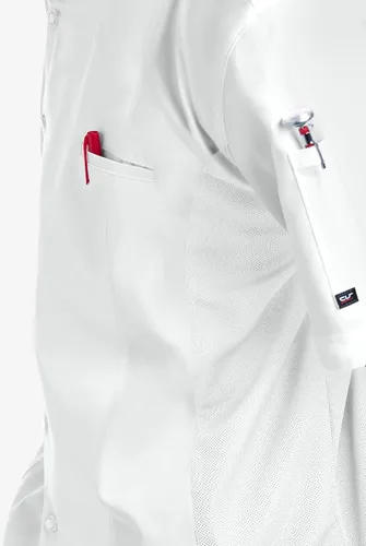 Vista 4 de ChefUniforms.com Men's 2-Pocket Chef Coat - Mesh Panels