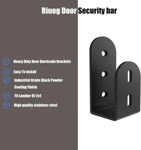 Vista 4 de Barra de seguridad para puerta, soportes de barricada de puerta resistentes para madera de 2 x 4, soporte de barra abierta de acero en U