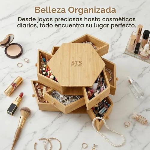 Vista 5 de Organizador de escritorio con cajones, giro de 360° para organizador de escritorio (9 cajones)