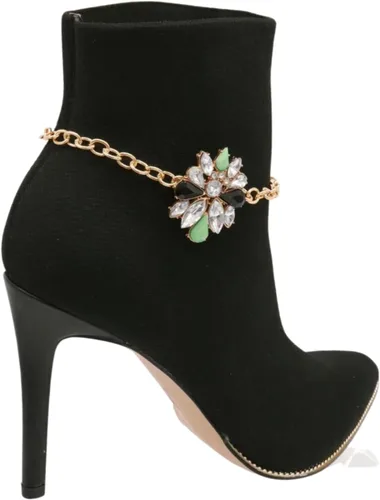 Vista 3 de Trendy Fashion Jewelry Cadena de bota occidental para mujer, pulsera de metal dorado, tobillera con dije de estrella brillante, Metal