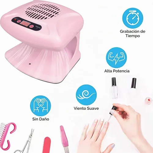 Vista 3 de Secador de uñas para esmalte regular de 300 W, ventilador de secado de uñas 2 en 1 con sensor automático, aire caliente y frío, secador de uñas