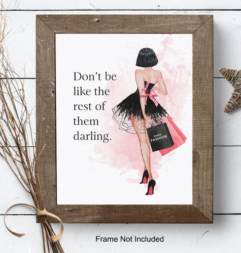 Vista 8 de Arte de pared con cita – Decoración de pared glamorosa – Diseño de moda de lujo para habitación o decoración del hogar – Regalo de alta costura