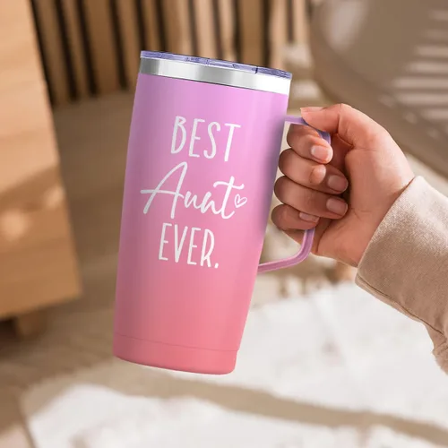 Vista 5 de SANDJEST Mejor Taza para Tía Taza de Tía con Asa 20oz Acero Inoxidable Taza de Café Aislada para Viaje Regalos para Tías de Sobrina Sobrino Regalo
