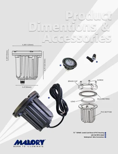 Vista 5 de MALORY Luces de Paisaje de Bajo Voltaje, (4.6''A) Cubierta Superior de Latón 12V Luces Empotradas en el Suelo para Exteriores, Iluminación LED