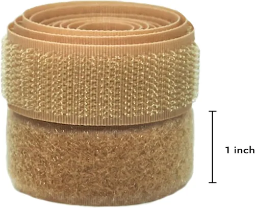Vista 2 de Cierre de Gancho y Bucle de 1 Pulgada Beige - Cinta de Gancho y Bucle de Nylon No Adhesiva - Longitud de 1 Yarda - Para Tela, Bolsas