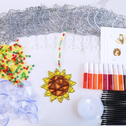 Vista 2 de Winlyn 33 juegos de hojas de otoño calabaza bellota girasol atrapasoles adornos decoraciones de pintura de ventana arte atrapasoles kits