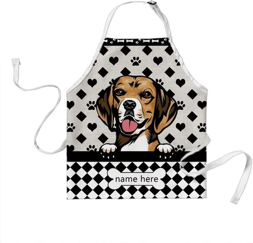 Vista 13 de Delantal de aseo de perros de lunares personalizado lindo perro Airedale, rojo (Airedale)