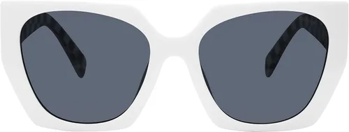 Vista 3 de STEVE MADDEN Women's Female Sunglasses Style Grae Cat Eye, WhiteBlackSolid Smoke, 54mm, 20mm