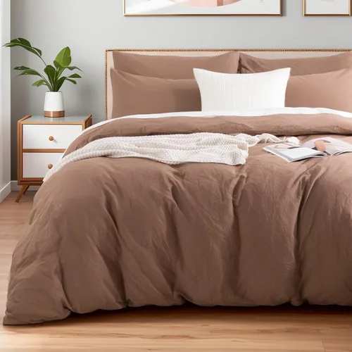 Vista 17 de NEXHOME PRO Funda de edredón Twin XL 100% algodón lavado, transpirable, duradera, texturizada, similar al lino, juego de ropa de cama para el hogar