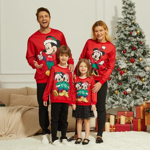 Vista 6 de Disney Sudaderas navideñas a juego para la familia, para niños y niñas, divertidas sudaderas navideñas de Minnie Mickey para la nieve