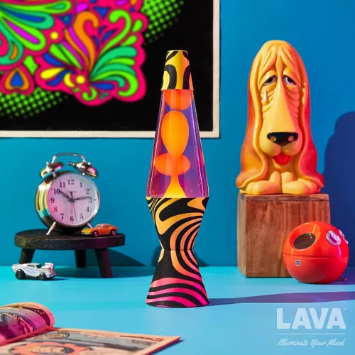 Vista 8 de Lava® Lámpara - Base Groovy Gradient Flocado de 14.5" - La Luz de Movimiento Original - Cera Amarilla y Líquido Morado - Artículo #2015
