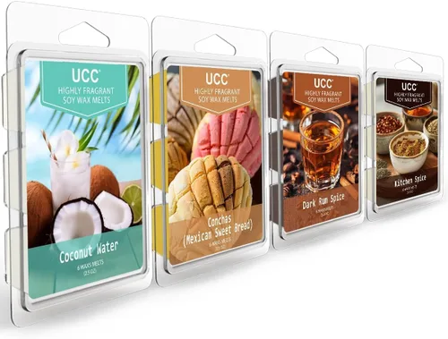 Vista 7 de UCC Cera derretida, cubos de cera de soja, aroma fuerte de larga duración, mezcla perfumada prémium para derretir tartas, romero menta, rosa