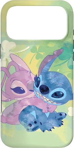 Vista 22 de Disney Stich and Angel Shamrock - Carcasa para iPhone 17, color verde