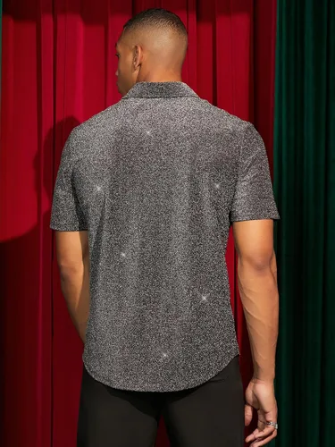 Vista 2 de Verdusa Camisa de manga corta con botones y purpurina para hombre