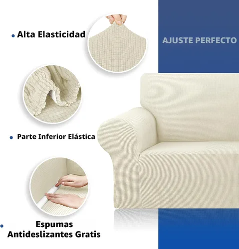 Vista 6 de Funda elástica para sofá biplaza, funda de sofá para sofá de 2 cojines (55-78 pulgadas), protector de muebles con parte inferior elástica para niños