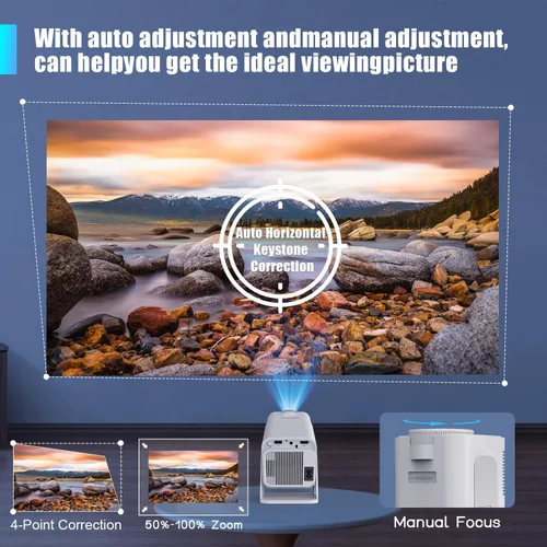 Vista 4 de [Licencia de Netflix] Magcubic Mini proyector con WiFi y Bluetooth, Android 13 integrado, proyector inteligente portátil 1080P con soporte 4K