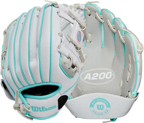 Vista 9 de Wilson A200 - Guantes de béisbol para jóvenes Real/Rojo/Amarillo
