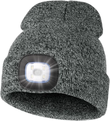 Vista 20 de MELASA Gorro unisex con luz, recargable por USB, manos libres, gorro LED, regalos de invierno para hombres Tinte amarillo albaricoque