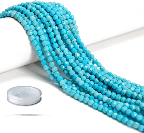 Vista 20 de AD Beads Cuentas naturales de piedras preciosas con corte de diamante micro facetado de 4 mm pequeñas y redondas para hacer collares y pulseras DIY