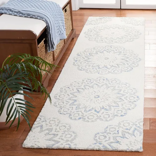 Vista 21 de SAFAVIEH Blossom Collection - Alfombra decorativa, 2 x 3 pies, color marfil y beige, lana hecha a mano, ideal para zonas de alto tráfico en entrada