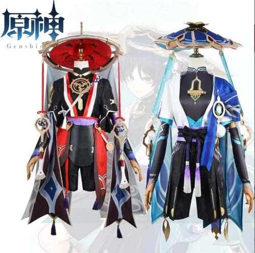 Vista 5 de Cosplay Life Genshin Impact - Disfraz completo de anime RPG con peluca para cosplay, disfraz de Halloween para adulto unisex