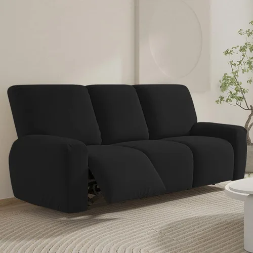 Vista 11 de vctops Fundas para sofá reclinable de 3 cuerpos, elásticas, de punto, suaves, lisas, antideslizantes, para sofá, protector de muebles con parte Café