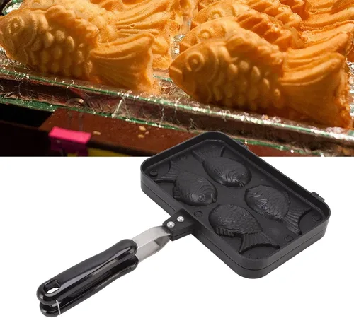 Vista 2 de Taiyaki Fish Shape Cake Maker antiadherente Taiyaki Doble Hornear Pan Waffle Hornear