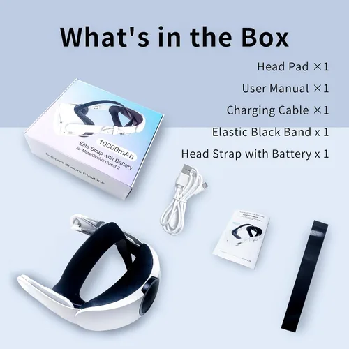 Vista 4 de Eslick Head Strap with 10000mAh Battery for Oculus Quest 2, Extended 8 Hrs of Playtime, RGB Light Fast Charging Elite Strap, Adjustable Head Strap