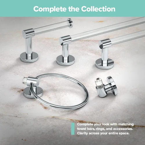 Vista 5 de Gatco 5712 Clarion - Toallero de mano montado en la pared para tocador de baño, accesorio de accesorios de baño acrílico y cromado