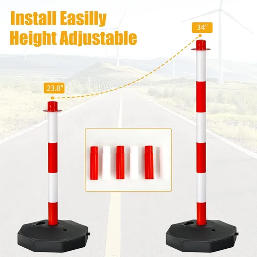 Vista 4 de ERGOMASTER Conos de seguridad ajustables de 24 ~ 34 pulgadas para estacionamiento, precaución de construcción, puntales de carretera con base
