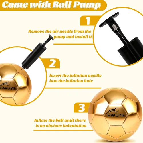 Vista 2 de Balón de fútbol de talla 3, 4, 5, con purpurina rosa, dorado, morado, con bomba, pelota de fútbol juvenil para niños pequeños, balón de fútbol