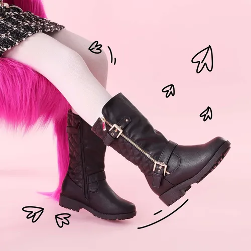 Vista 2 de DREAM PAIRS Botas de motociclista de invierno hasta la rodilla para niñas