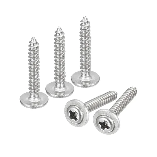 Vista 26 de uxcell ST3x6mm Phillips Pan Head Tornillo Autorroscante con Arandela, 100 piezas - Tornillo de madera de acero inoxidable 304 rosca completa (plata)