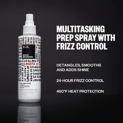 Vista 2 de IGK GOOD BEHAVIOR Spray Preparador 4 en 1 Deja en + Desenreda + Protector térmico Vegano + Sin crueldad 7 onzas