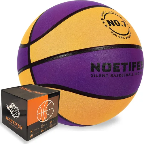 Vista 17 de Balón de baloncesto silencioso con peso de 580g mejorado, balón de entrenamiento interior de alta densidad y silencioso con caja de regalo