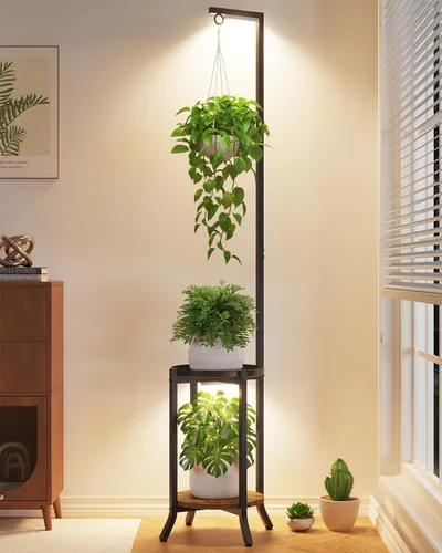 Vista 11 de LASZOLA 3 Tiers Metal Corner Plant Flower Stand Tall Indoor Outdoor, Bronze Bronce