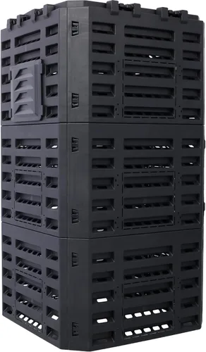 Vista 12 de Contenedor de compostaje para exteriores, 43 galones de doble cámara con puertas correderas, vaso de compostaje grande, contenedor de abono
