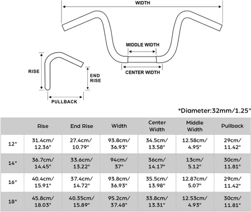 Vista 5 de TCT-MOTORPARTS Manillar Ape Hanger Negro de 1 1/4" de Elevación 12" Apto para Modelos Harley Dressers Baggers Touring Electra Glide, Street Glide
