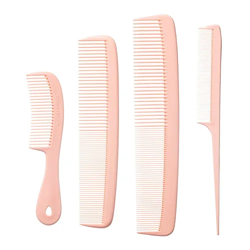 Vista 8 de Mars Wellness Juego de 4 peines profesionales negros – Fabricado en Estados Unidos – Peines de cola fina profesional, peine de peluquería – Grado