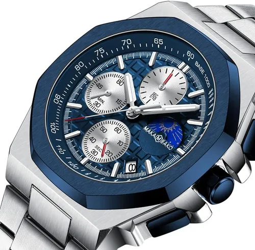 Vista 4 de Reloj de cuarzo para hombre de negocios de acero inoxidable impermeable multifuncional cronometraje