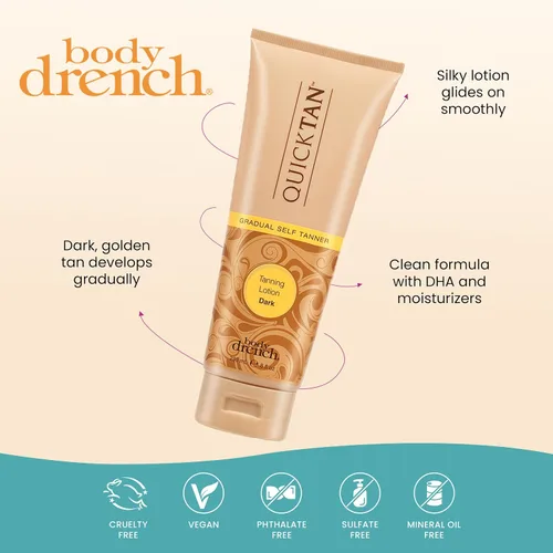 Vista 4 de Body Drench Quick Tan Loción de bronceado gradual, 8 onzas, Oscuro