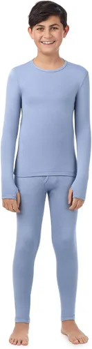 Vista 8 de Cuddl Duds Conjunto térmico con forro polar pesado para clima frío para niños, camisa de manga larga y leggings, pantalones largos para niños Negro