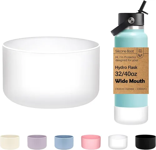 Vista 36 de WK IEASON Base protectora de silicona para botellas Hydro Flask de 12 a 24 onzas de ancho y boca estándar, funda antideslizante para accesorios de 2