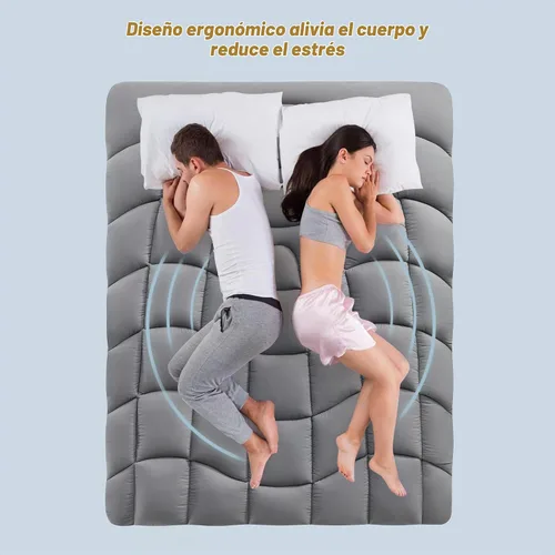 Vista 2 de Unikome Protector de colchón King impermeable ergonómico acolchado para 2-Gris