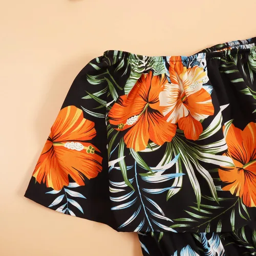 Vista 4 de AWIBMK Vestidos de mamá y yo bohemios, teñido anudado, vestido floral de verano, casual, playa, vacaciones hawaianas, para mamá e hija, trajes a