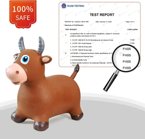 Vista 2 de HotMax Juguetes de Caballo Saltarín Toro Saltador, Saltador de Animal Inflable para Niños Pequeños o Niños, Juguetes de Granja de Salto Montables