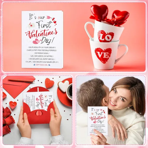 Vista 6 de D24TIME Divertida tarjeta de felicitación para el primer día de San Valentín para novio/novia, tarjeta de felicitación con sobre, romántica
