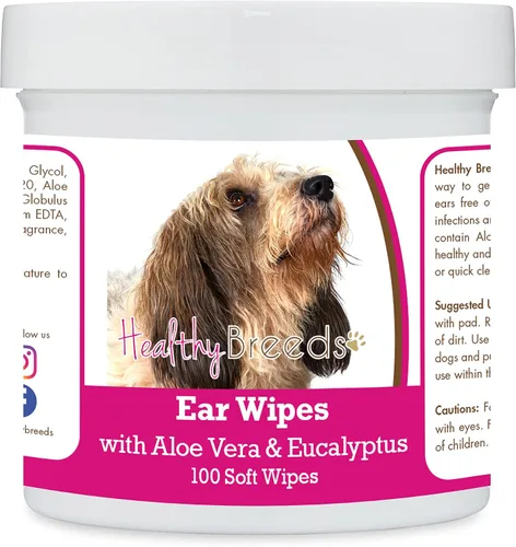 Vista 123 de Healthy Breeds Affenpinscher Toallitas de limpieza de oídos con aloe y eucalipto para perros, 100